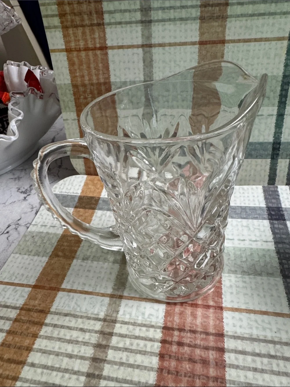 Anchor Hocking Clear Pressed Glass Creamer and Covered Sugar Set